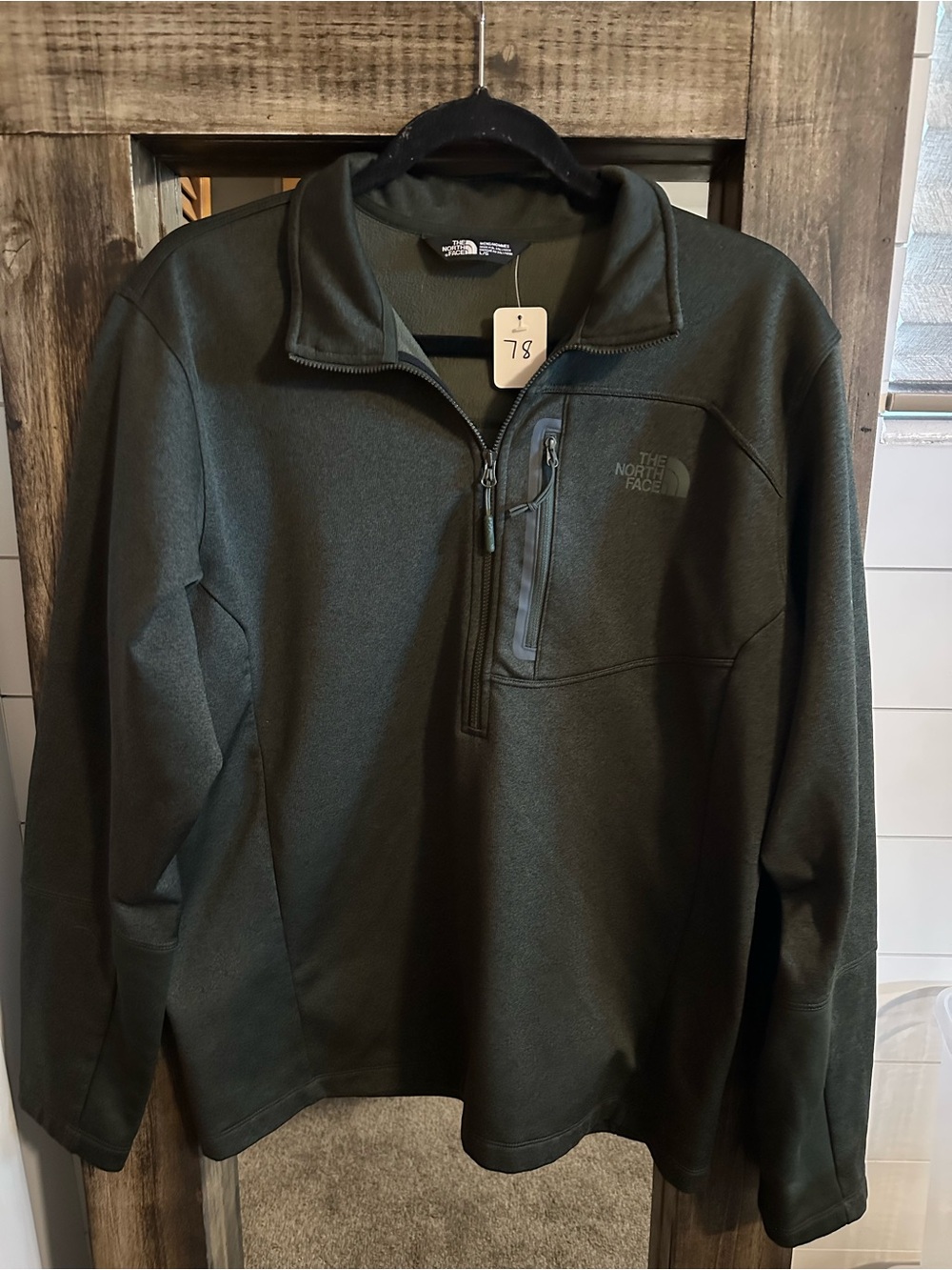 The North Face Mens L Green 1/4 Zip Fleece Pullover Chest Zip Pocket Gorpcore